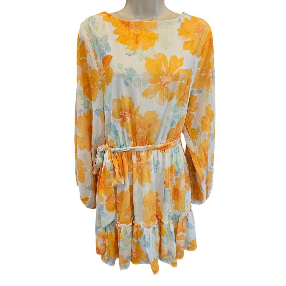 NWOT flying tomato teired mini shift dress Coquette cottagecore M long sleeve